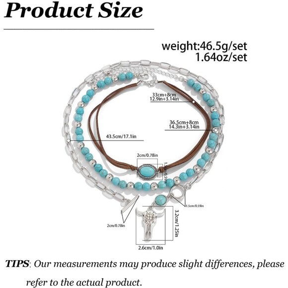 Women's E3-cow Layered Boho Necklaces Cowgirl Jewellery Accessories Outfits - Picture 6 of 9